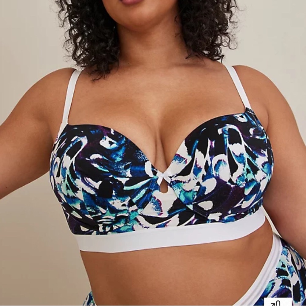 TORRID LIGHTLY LINED T-SHIRT LONGLINE BRA - MICROFIBER BUTTERFLY